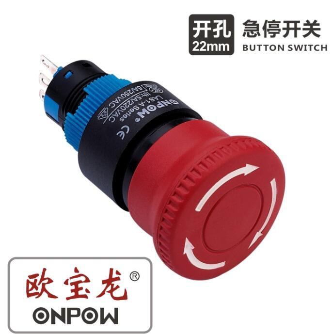 Interruttore di arresto di emergenza in plastica da 22 mm